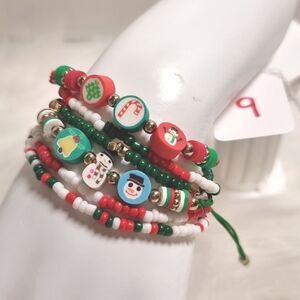 👋 CHRISTMAS STACKING 6 BRACELET SET charm adjustable